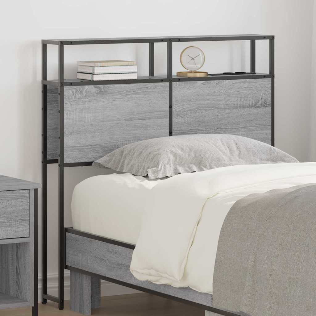 vidaXL Stauraum-Kopfteil mit Regal Grau Sonoma 80 cm Holzwerkstoff
