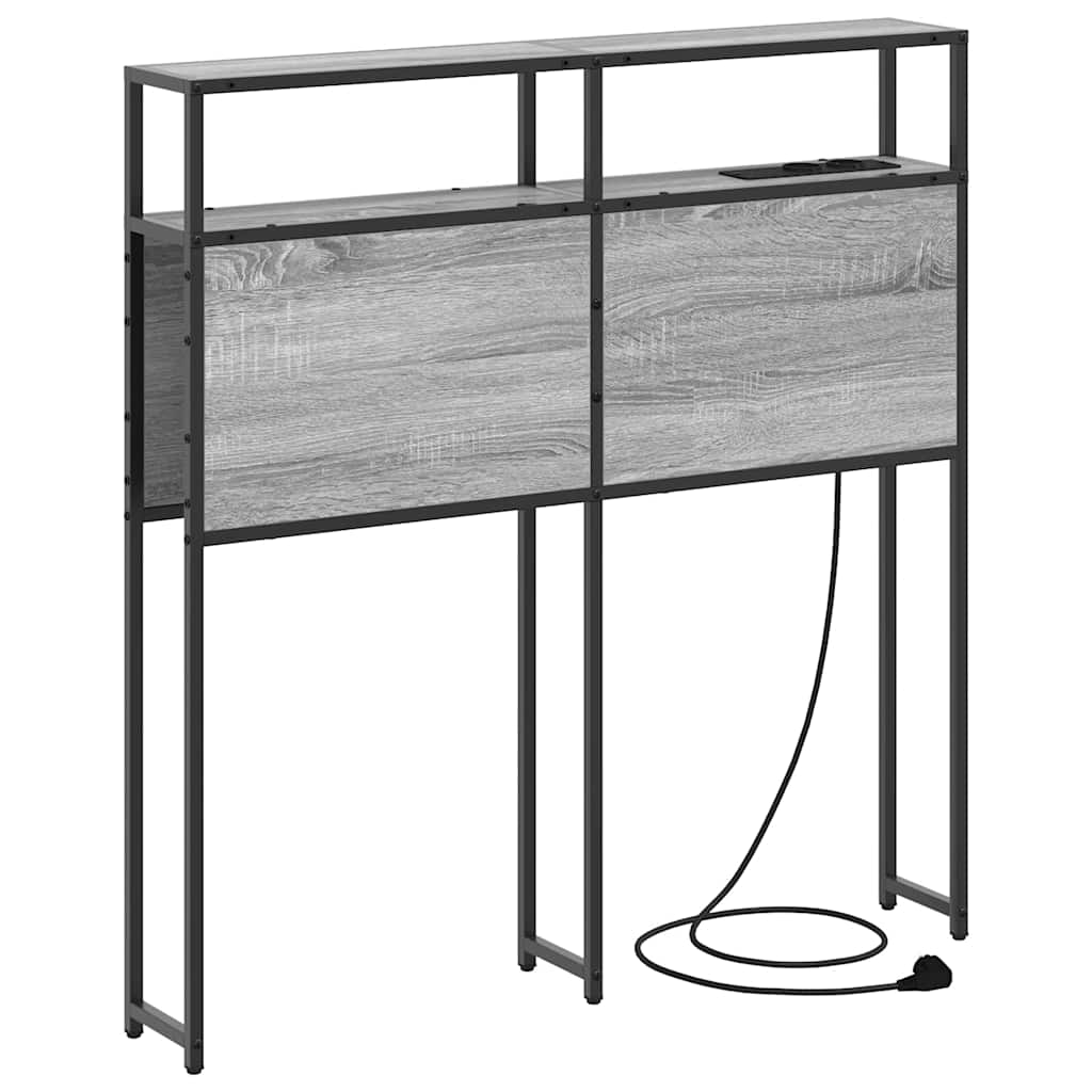 vidaXL Stauraum-Kopfteil mit Regal Grau Sonoma 80 cm Holzwerkstoff