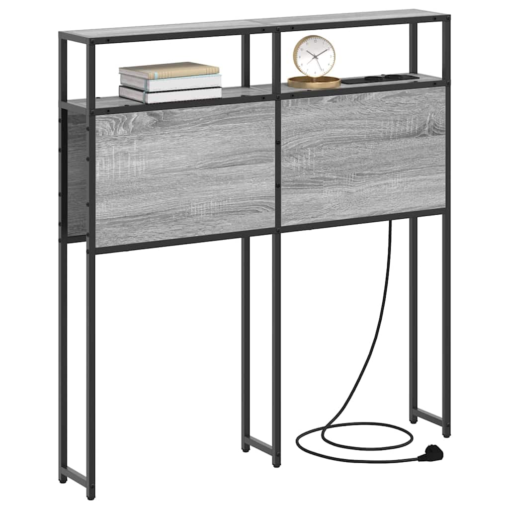 vidaXL Stauraum-Kopfteil mit Regal Grau Sonoma 80 cm Holzwerkstoff