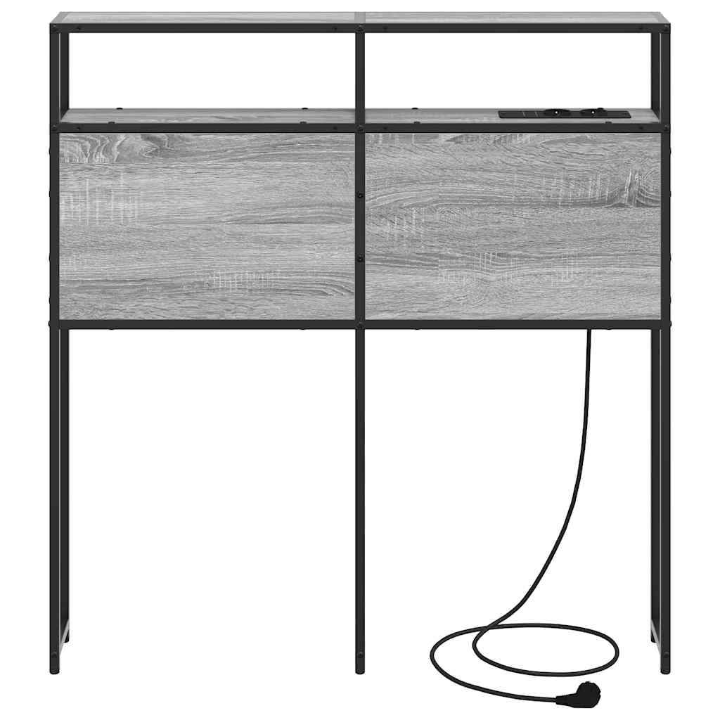 Stauraum-Kopfteil mit Regal Grau Sonoma 100 cm Holzwerkstoff