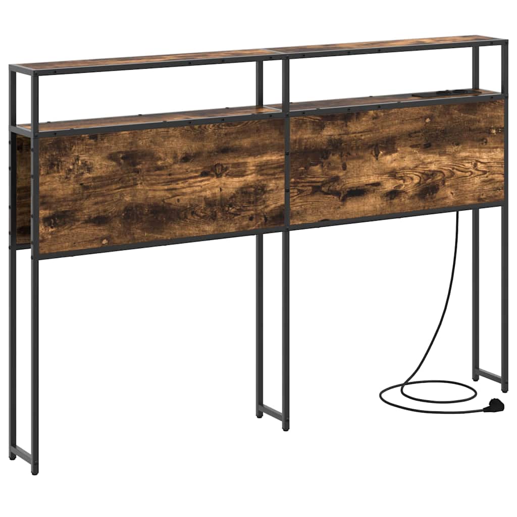 Stauraum-Kopfteil mit Regal Räuchereiche 120 cm Holzwerkstoff