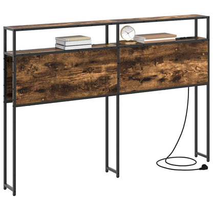 Stauraum-Kopfteil mit Regal Räuchereiche 120 cm Holzwerkstoff