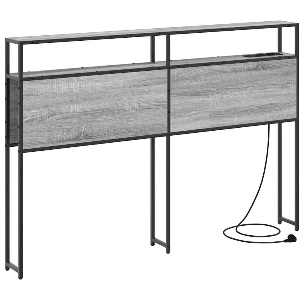 vidaXL Stauraum-Kopfteil mit Regal Grau Sonoma 135 cm Holzwerkstoff