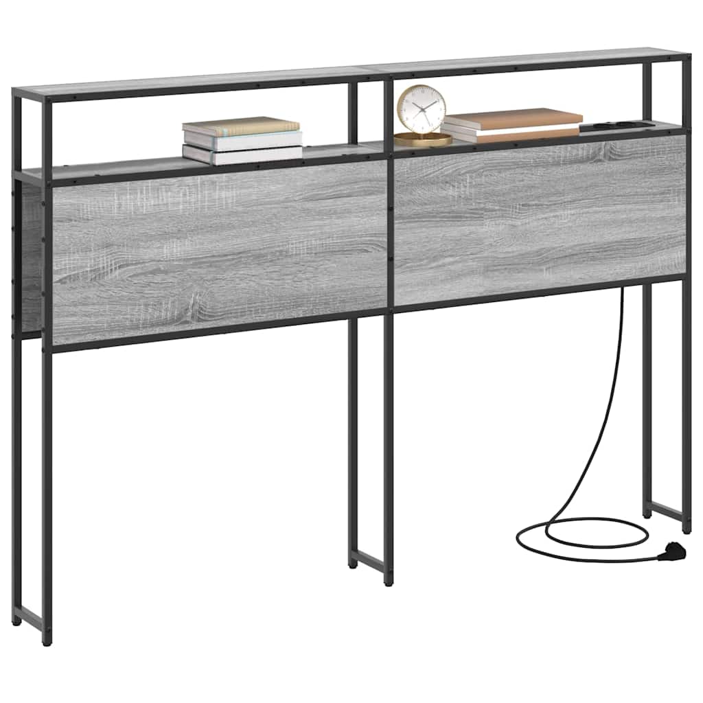 vidaXL Stauraum-Kopfteil mit Regal Grau Sonoma 135 cm Holzwerkstoff