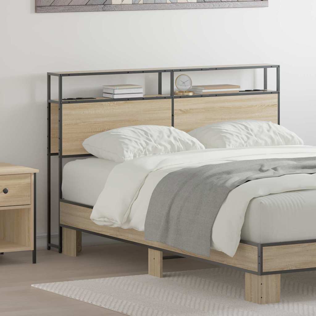 vidaXL Stauraum-Kopfteil mit Regal Sonoma-Eiche 140 cm Holzwerkstoff