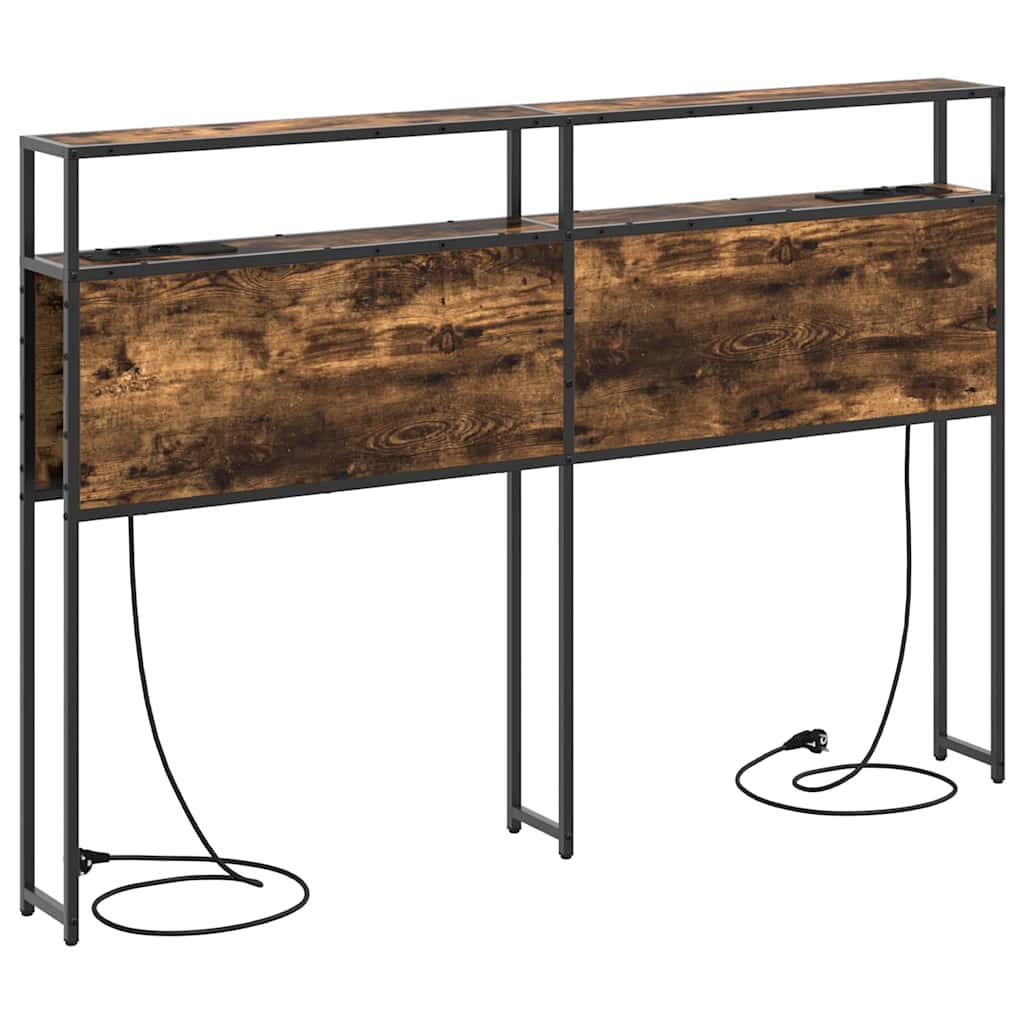 Stauraum-Kopfteil mit Regal Räuchereiche 140 cm Holzwerkstoff