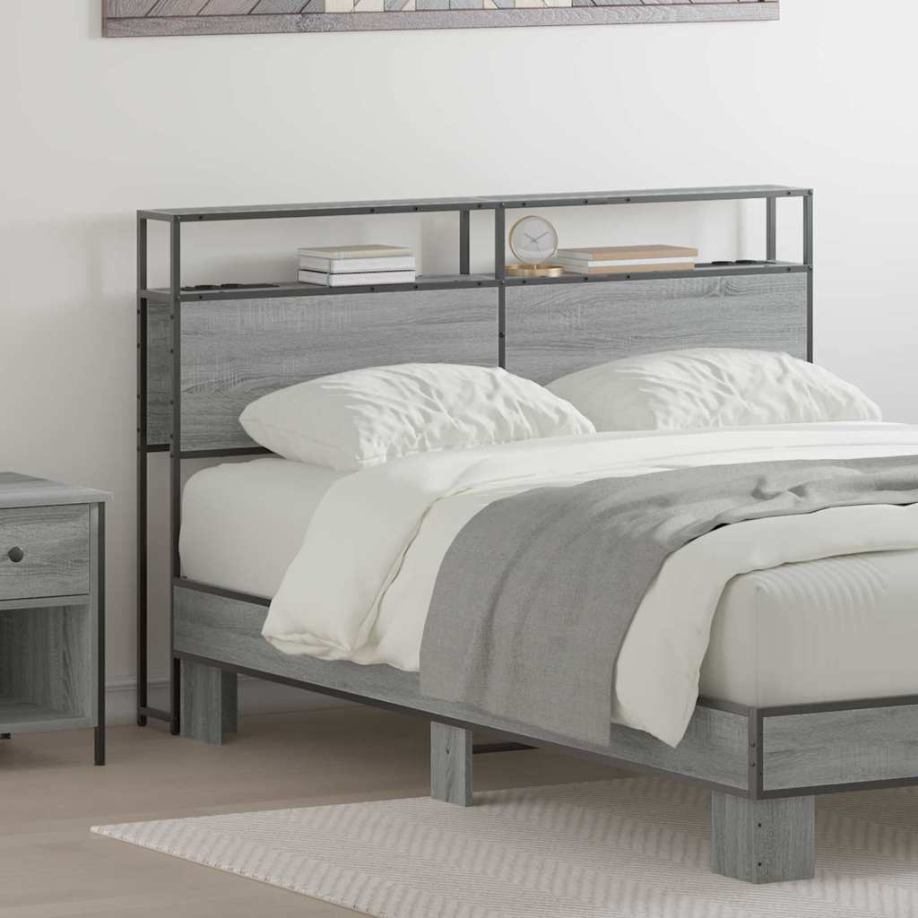 vidaXL Stauraum-Kopfteil mit Regal Grau Sonoma 140 cm Holzwerkstoff