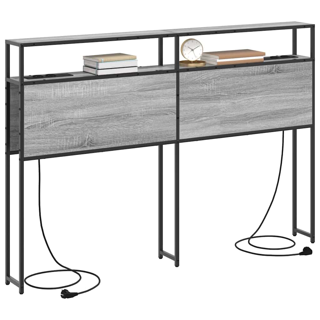 vidaXL Stauraum-Kopfteil mit Regal Grau Sonoma 140 cm Holzwerkstoff
