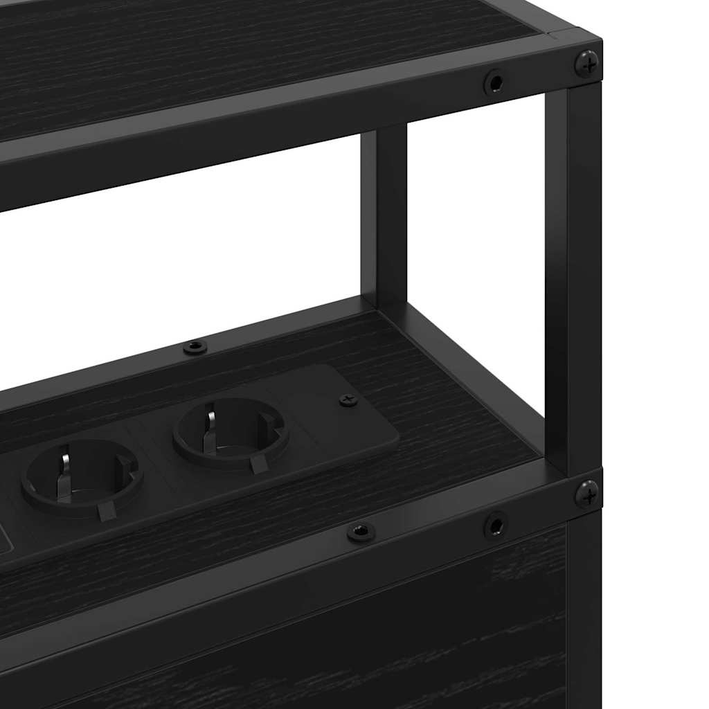 Stauraum-Kopfteil Schwarz Eichen-Optik 150 cm Holzwerkstoff