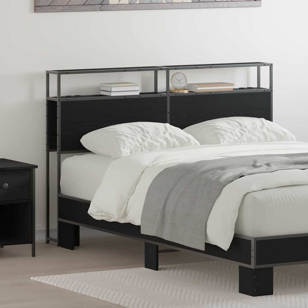 Stauraum-Kopfteil Schwarz Eichen-Optik 150 cm Holzwerkstoff