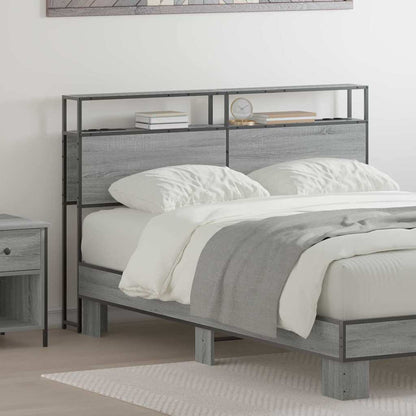 vidaXL Stauraum-Kopfteil mit Regal Grau Sonoma 150 cm Holzwerkstoff