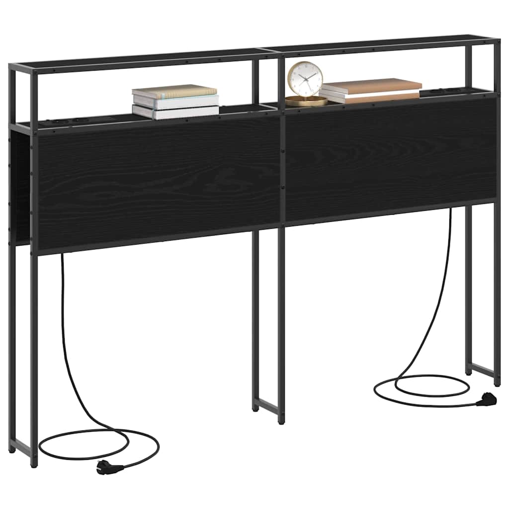 vidaXL Stauraum-Kopfteil Schwarz Eichen-Optik 160 cm Holzwerkstoff