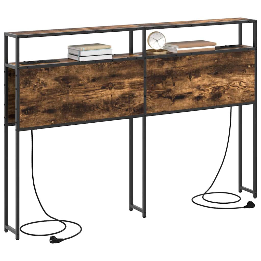 Stauraum-Kopfteil mit Regal Räuchereiche 160 cm Holzwerkstoff