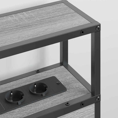 Stauraum-Kopfteil mit Regal Grau Sonoma 160 cm Holzwerkstoff