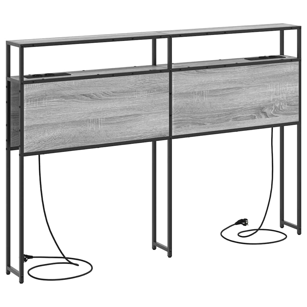 Stauraum-Kopfteil mit Regal Grau Sonoma 160 cm Holzwerkstoff