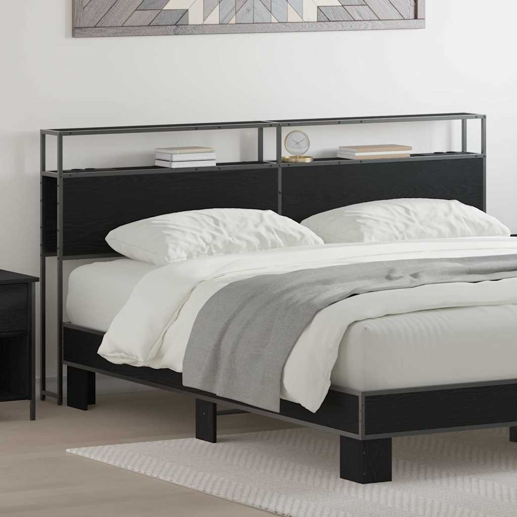 vidaXL Stauraum-Kopfteil Schwarz Eichen-Optik 180 cm Holzwerkstoff