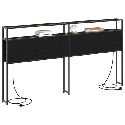 vidaXL Stauraum-Kopfteil Schwarz Eichen-Optik 180 cm Holzwerkstoff