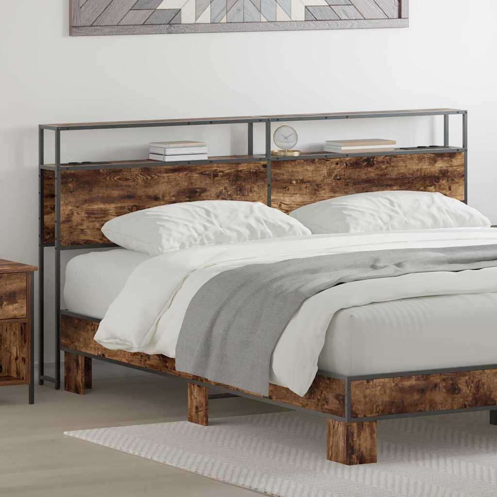 vidaXL Stauraum-Kopfteil mit Regal Räuchereiche 180 cm Holzwerkstoff