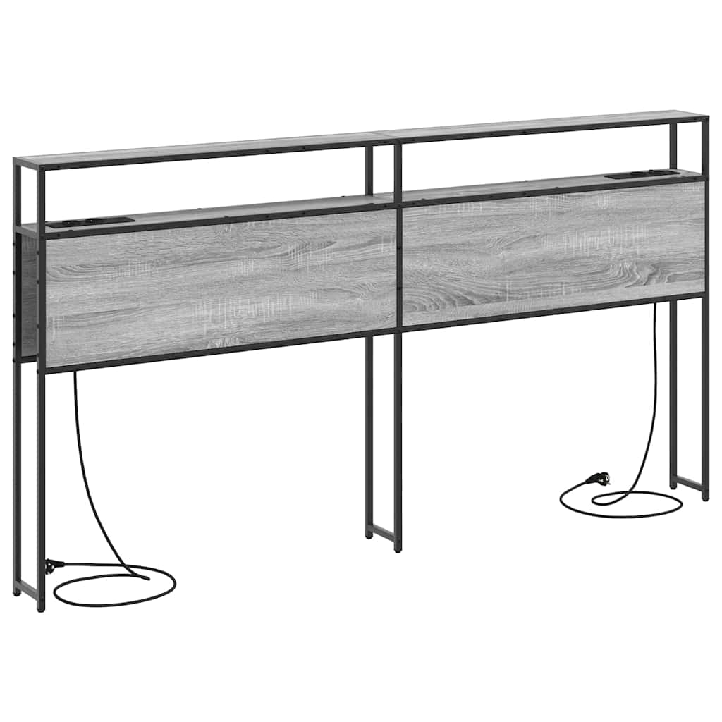 vidaXL Stauraum-Kopfteil mit Regal Grau Sonoma 180 cm Holzwerkstoff