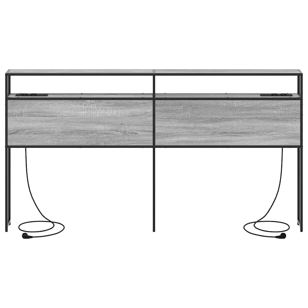 vidaXL Stauraum-Kopfteil mit Regal Grau Sonoma 180 cm Holzwerkstoff
