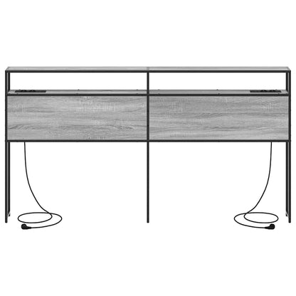 vidaXL Stauraum-Kopfteil mit Regal Grau Sonoma 180 cm Holzwerkstoff