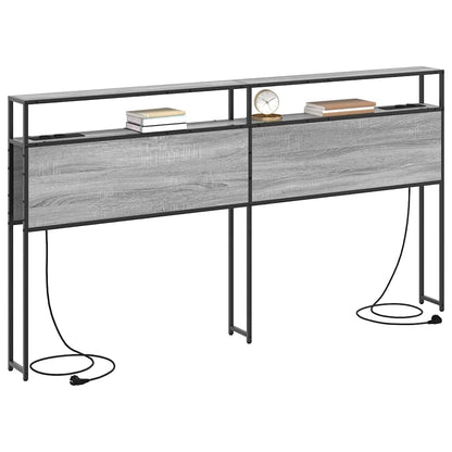 vidaXL Stauraum-Kopfteil mit Regal Grau Sonoma 180 cm Holzwerkstoff