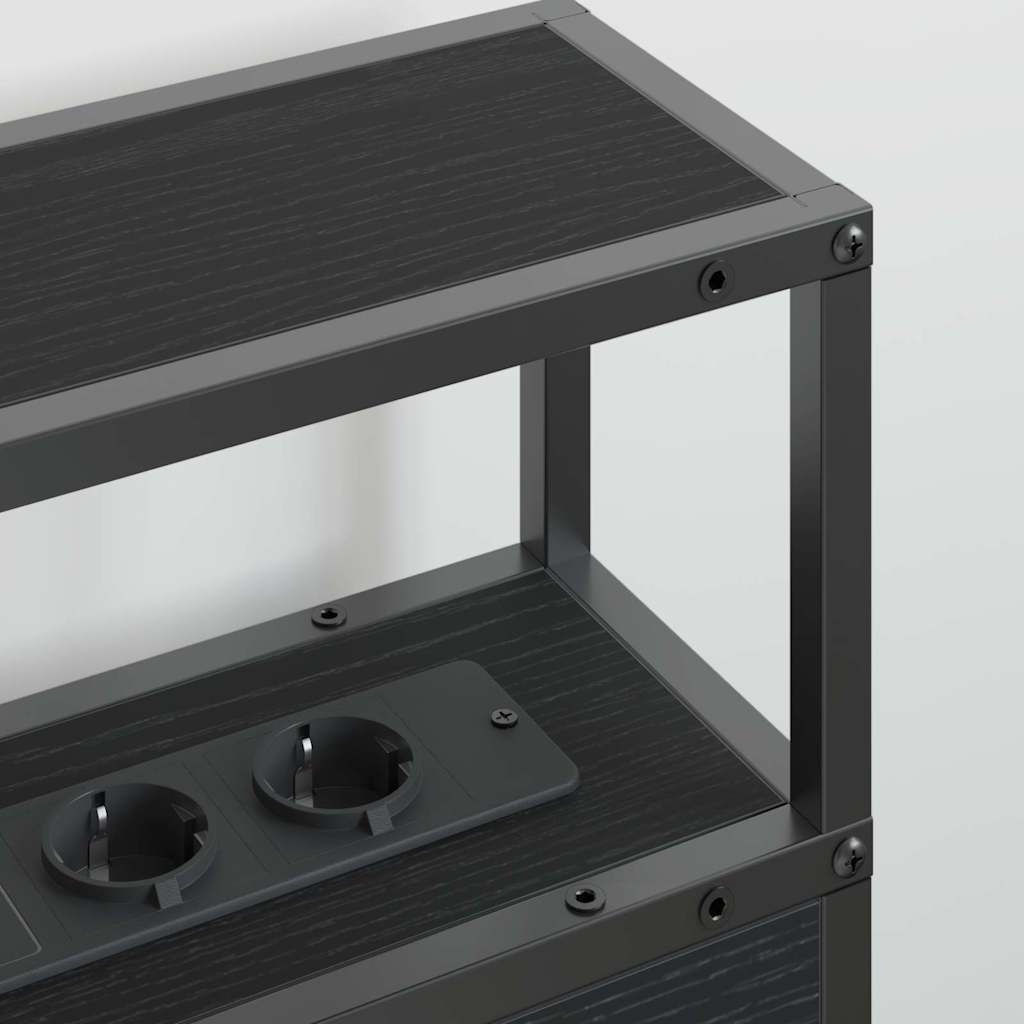 Stauraum-Kopfteil Schwarz Eichen-Optik 200 cm Holzwerkstoff