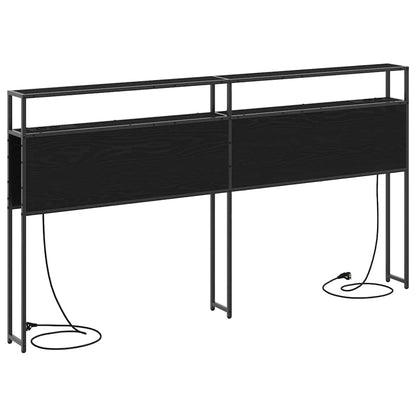 Stauraum-Kopfteil Schwarz Eichen-Optik 200 cm Holzwerkstoff