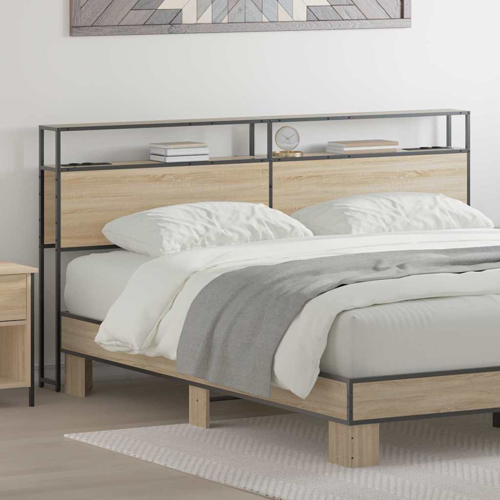 vidaXL Stauraum-Kopfteil mit Regal Sonoma-Eiche 200 cm Holzwerkstoff