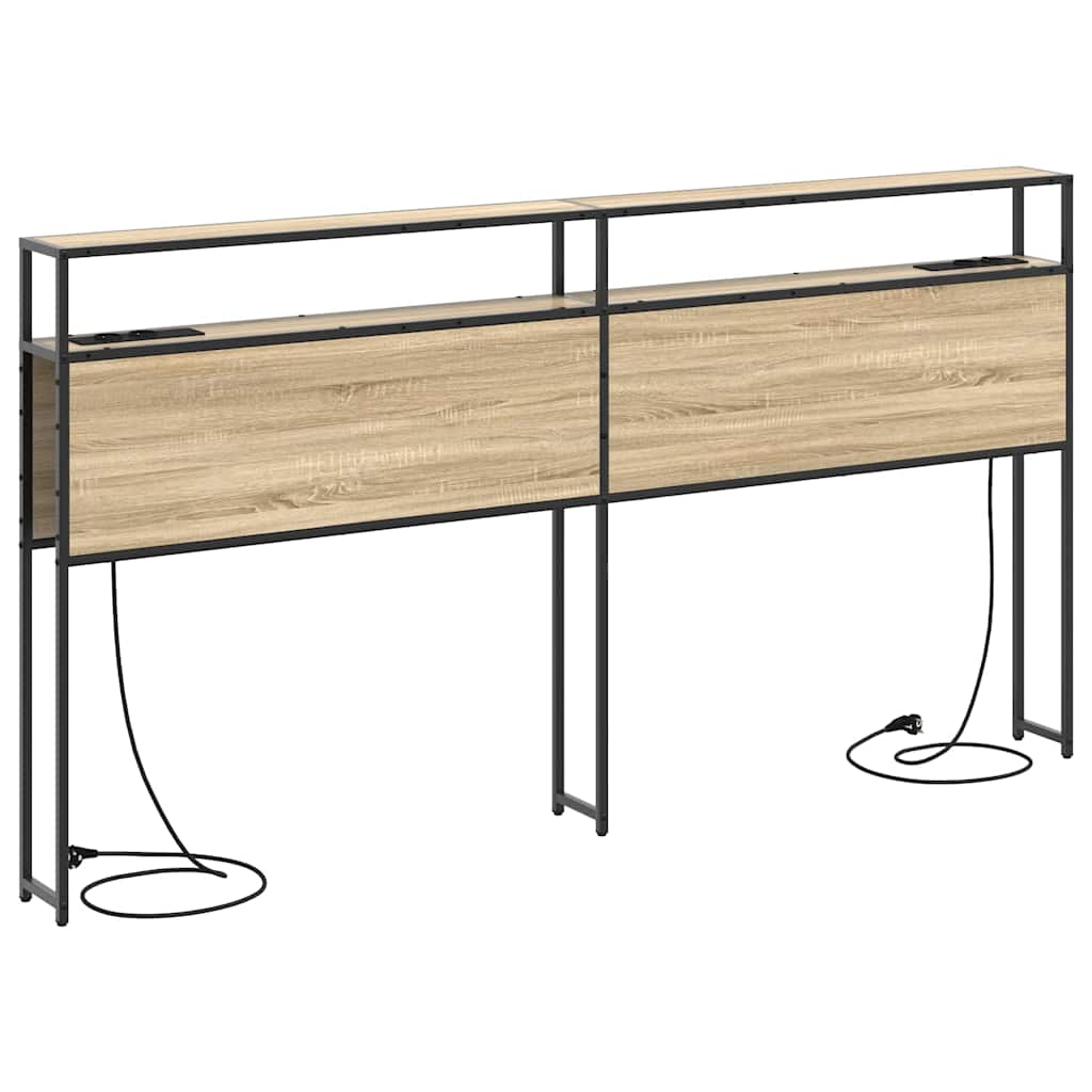 vidaXL Stauraum-Kopfteil mit Regal Sonoma-Eiche 200 cm Holzwerkstoff