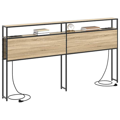 vidaXL Stauraum-Kopfteil mit Regal Sonoma-Eiche 200 cm Holzwerkstoff