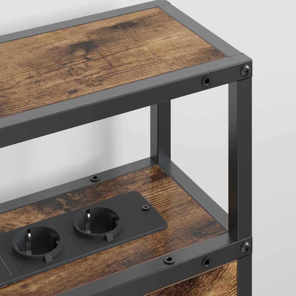 Stauraum-Kopfteil mit Regal Räuchereiche 200 cm Holzwerkstoff