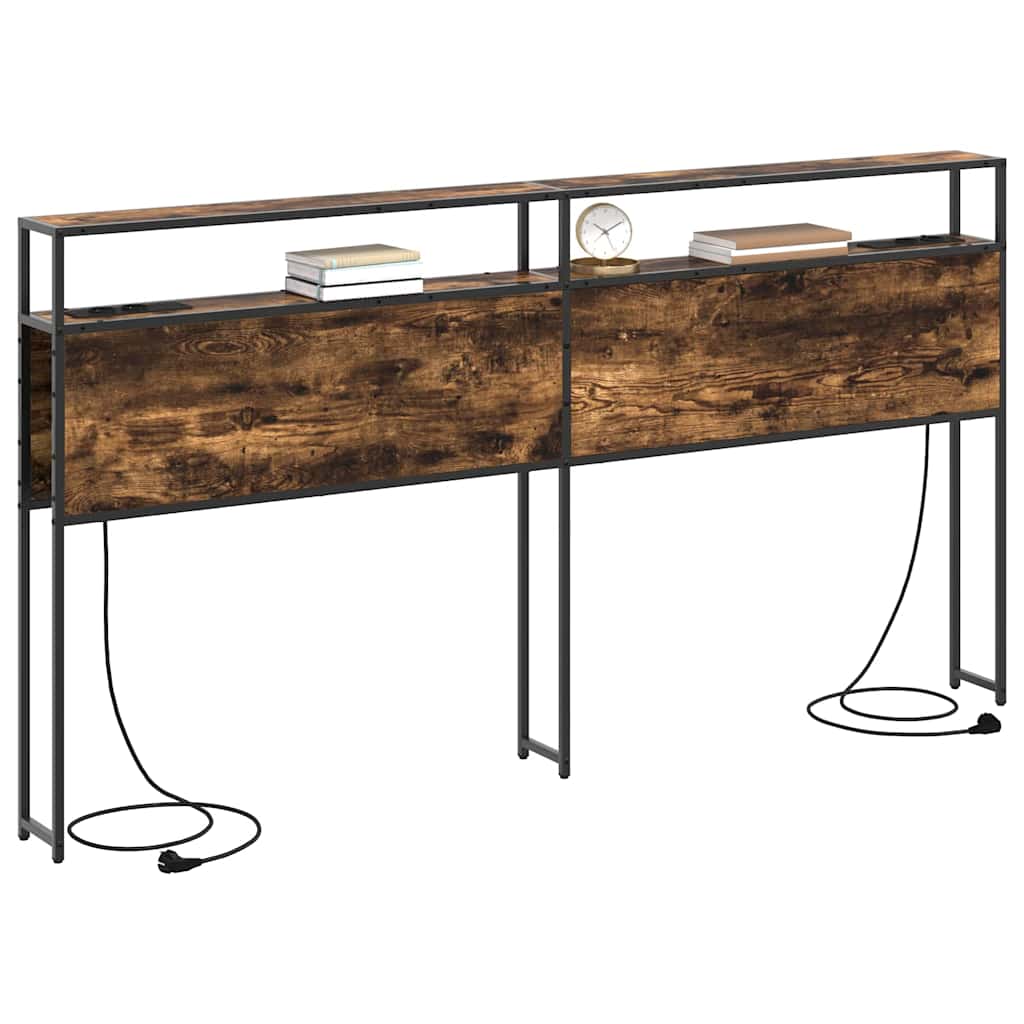 Stauraum-Kopfteil mit Regal Räuchereiche 200 cm Holzwerkstoff