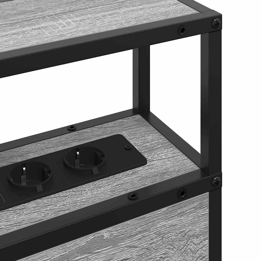 Stauraum-Kopfteil mit Regal Grau Sonoma 200 cm Holzwerkstoff