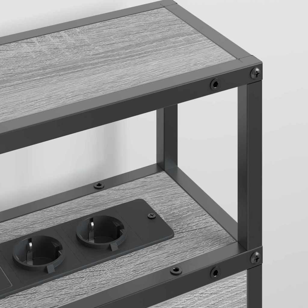 Stauraum-Kopfteil mit Regal Grau Sonoma 200 cm Holzwerkstoff