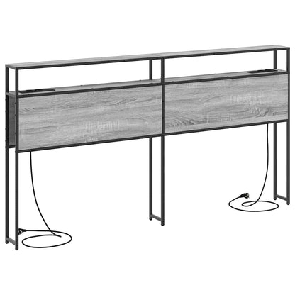 Stauraum-Kopfteil mit Regal Grau Sonoma 200 cm Holzwerkstoff