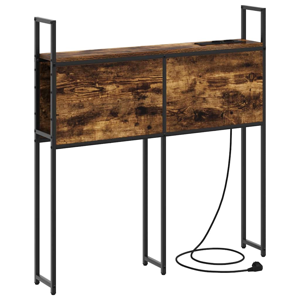 Kopfteil mit Stauraum mit Ladestation mit Regal Räuchereiche