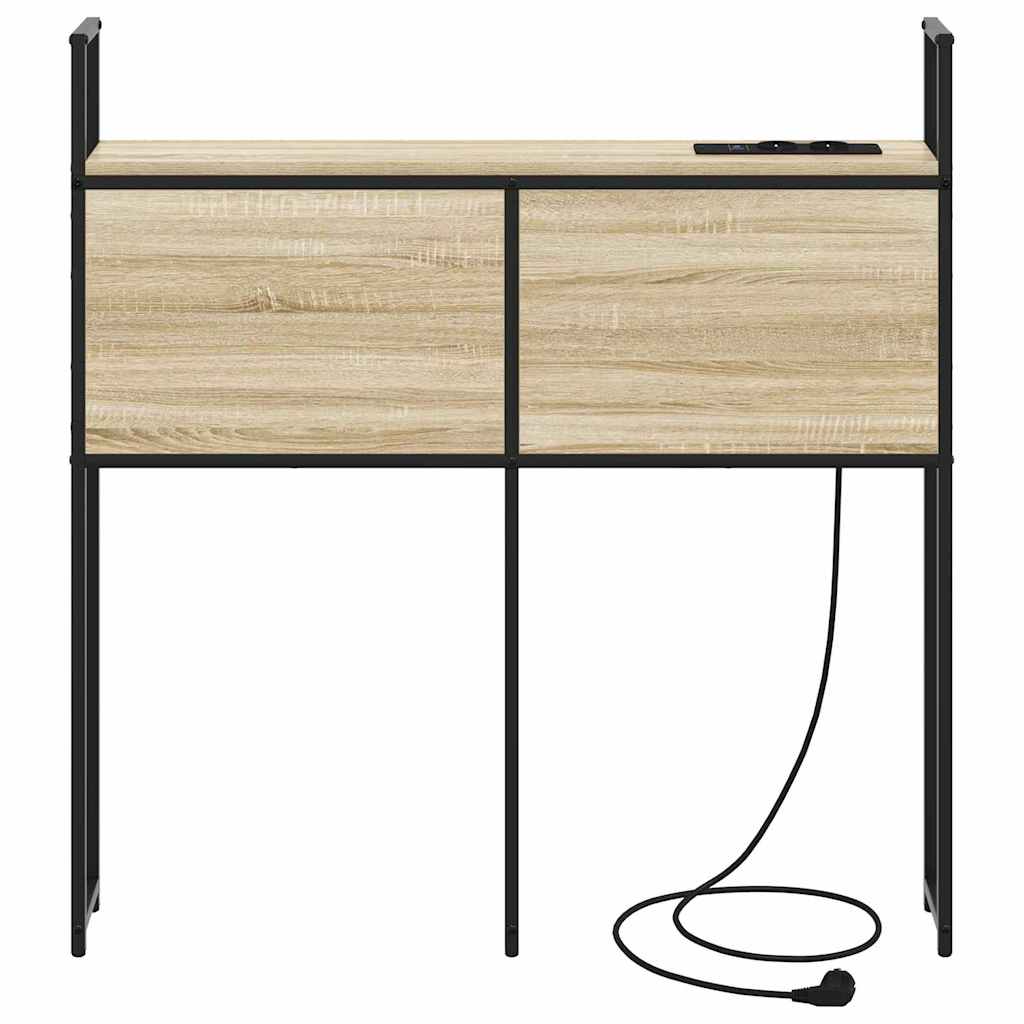 Kopfteil mit Stauraum mit Ladestation mit Regal Sonoma-Eiche