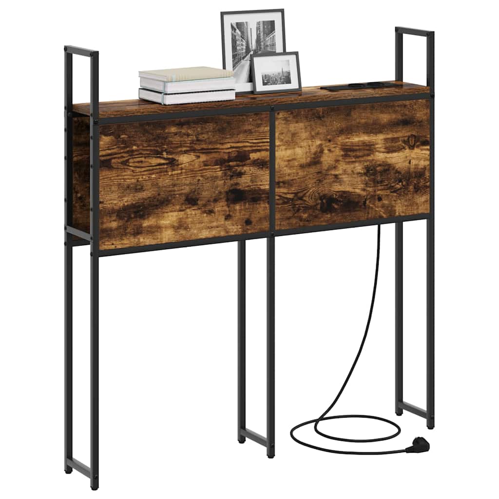 Kopfteil mit Stauraum mit Ladestation mit Regal Räuchereiche