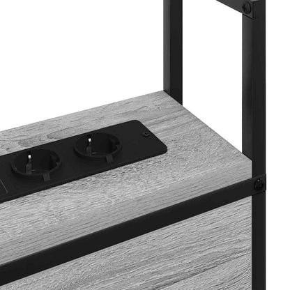 Kopfteil mit Stauraum mit Ladestation Grau Sonoma Holzwerkstoff