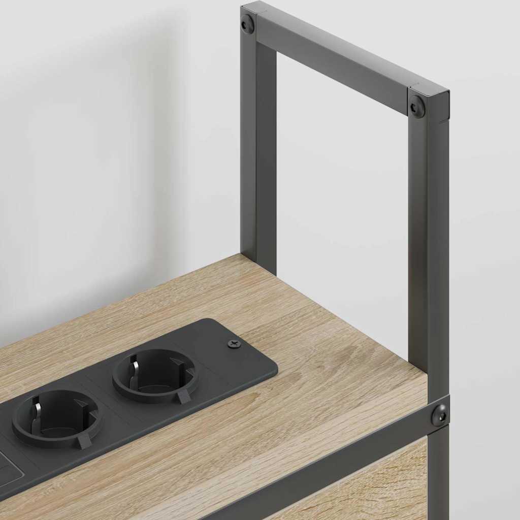 Kopfteil mit Stauraum mit Ladestation mit Regal Sonoma-Eiche