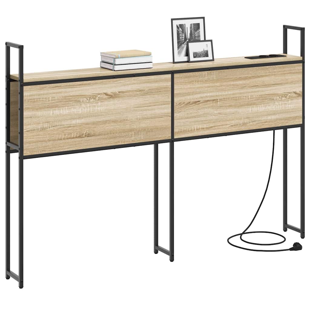 Kopfteil mit Stauraum mit Ladestation mit Regal Sonoma-Eiche