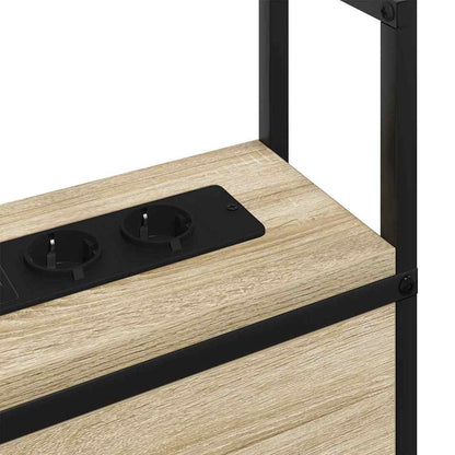 vidaXL Kopfteil mit Stauraum mit Ladestation mit Regal Sonoma-Eiche