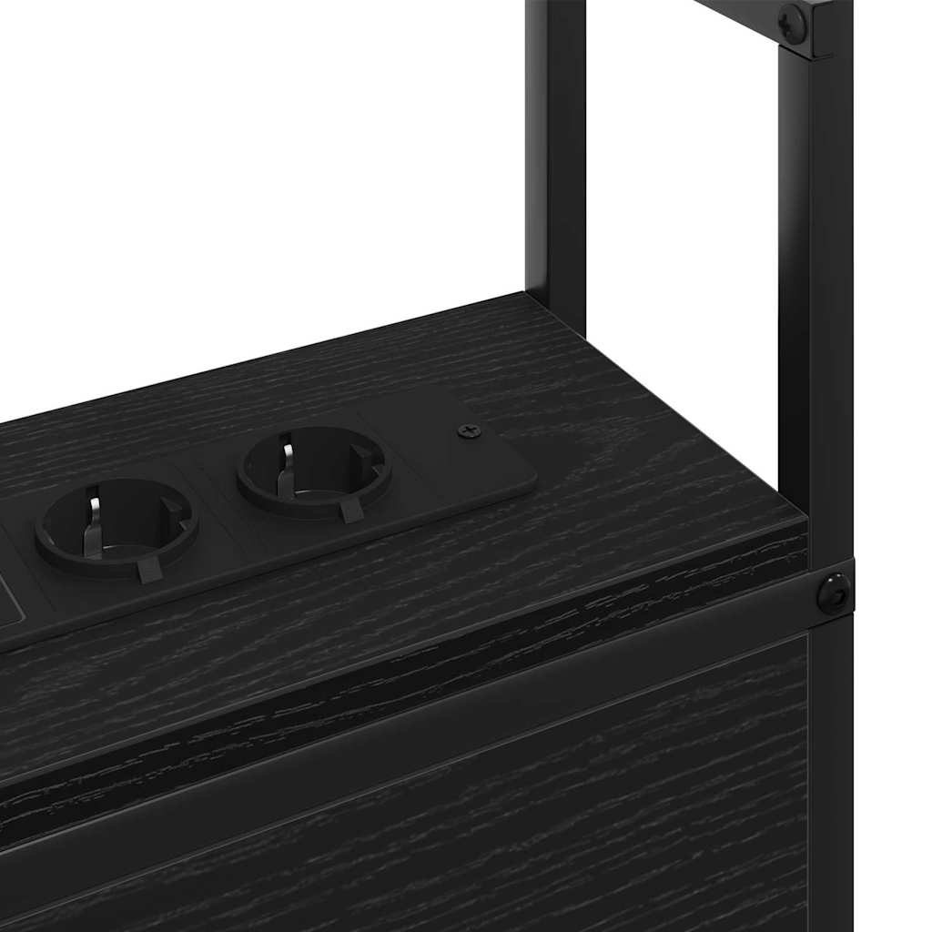 Kopfteil mit Stauraum mit Ladestation Schwarz Eichen-Optik