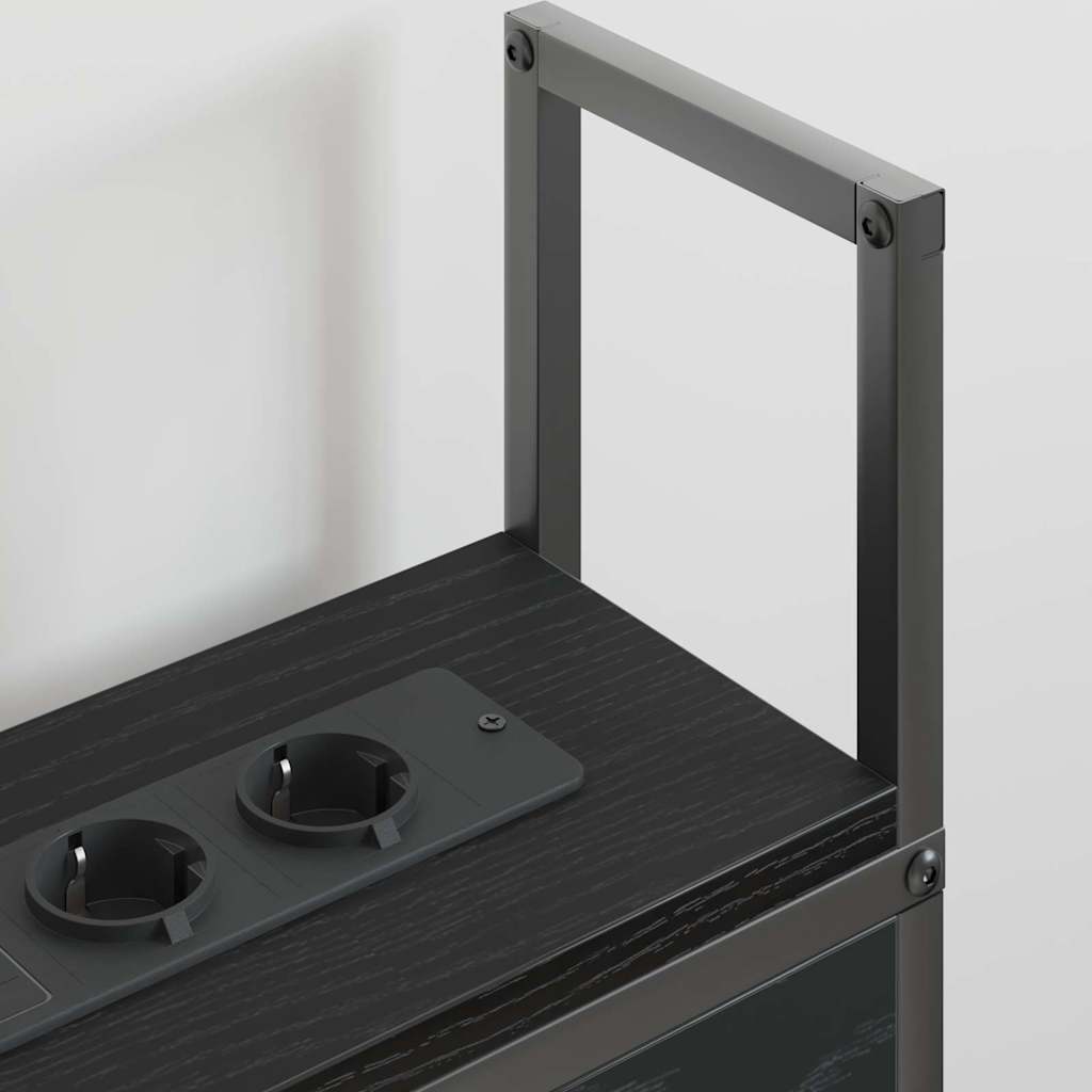 Kopfteil mit Stauraum mit Ladestation Schwarz Eichen-Optik