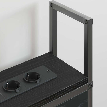 Kopfteil mit Stauraum mit Ladestation Schwarz Eichen-Optik