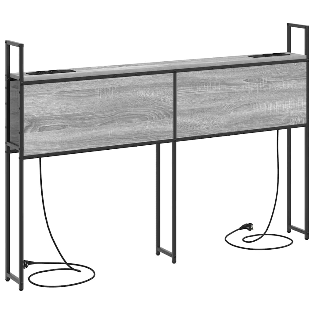 Kopfteil mit Stauraum mit Ladestation Grau Sonoma Holzwerkstoff