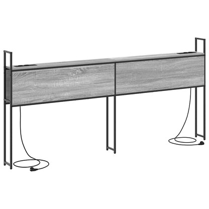 Kopfteil mit Stauraum mit Ladestation Grau Sonoma Holzwerkstoff