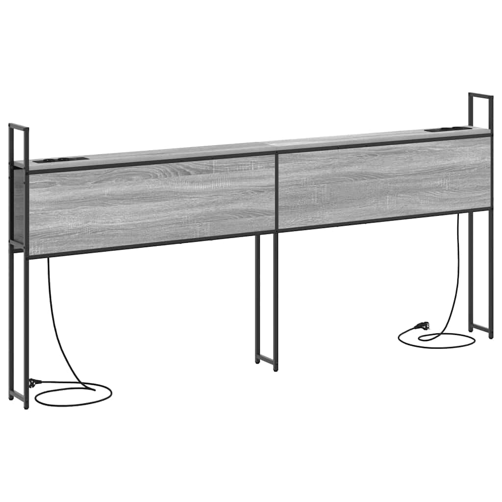 Kopfteil mit Stauraum mit Ladestation Grau Sonoma Holzwerkstoff