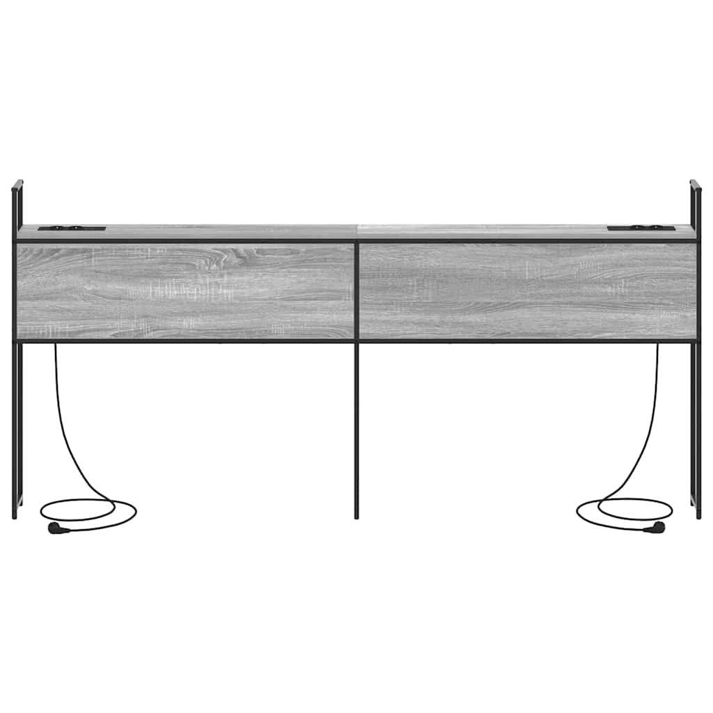 Kopfteil mit Stauraum mit Ladestation Grau Sonoma Holzwerkstoff